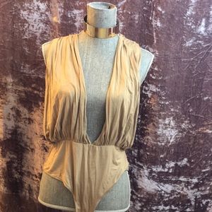 Deep front and back cleavage body suit